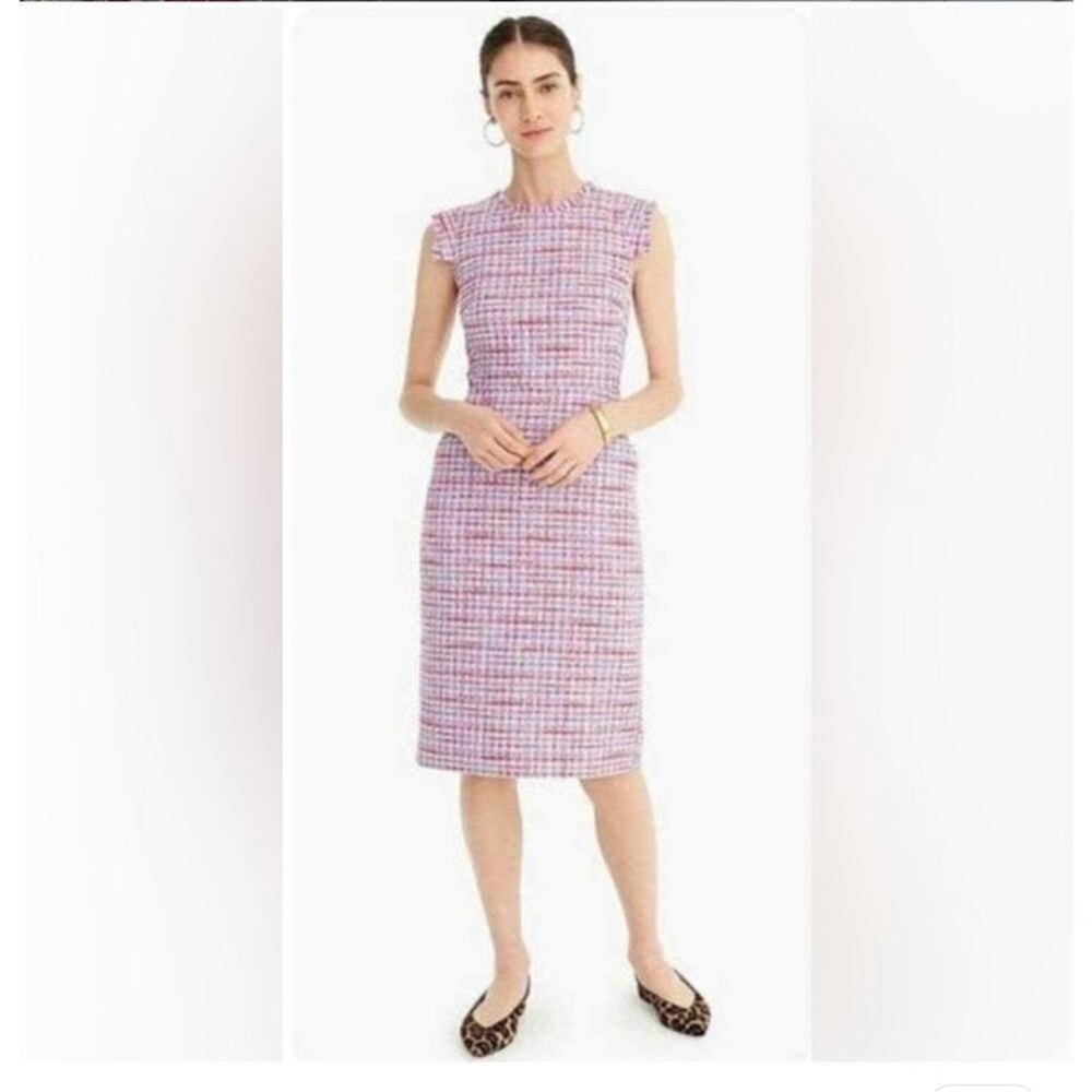 J. Crew Tweed Resume Dress in Azalea